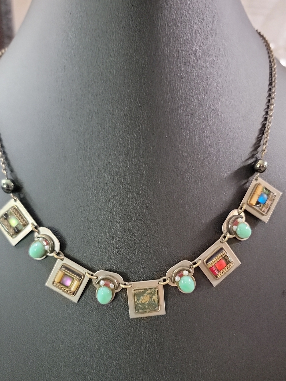 Ayala Bar Tile Inspired Multi-Stone Green Choker Necklace